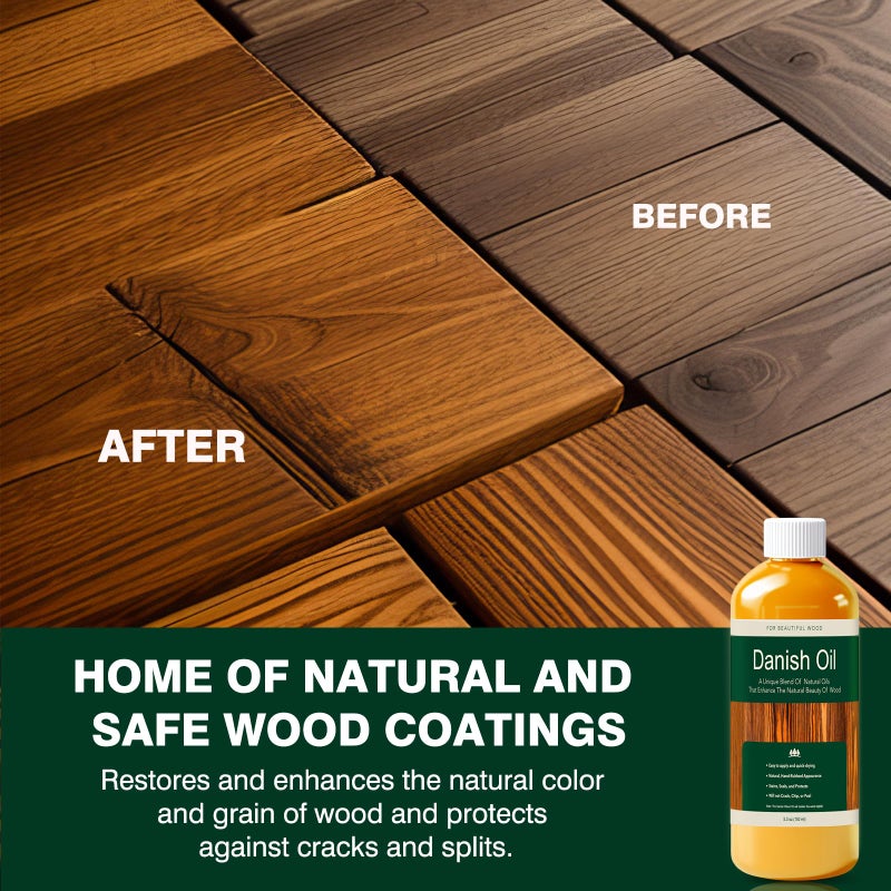 LIIZOUSUDA Danish Oil for Wood - Pure Polymerized Linseed Oil Wood Finish & Sealer - Ideal for Furniture, Butcher Blocks, Salad Bowls, & More - Restore & Protect, Fast Curing - Image 4